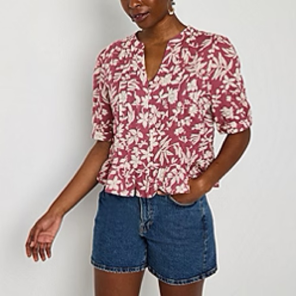 Ana Floral Cotton Top‎